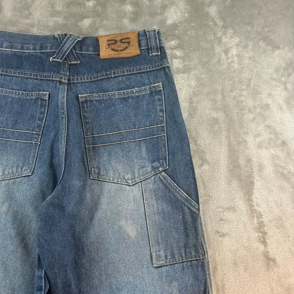 Y2K R.S. Jean Co. Jeans Kids 16 Blue Faded Relaxed Baggy Carpenter Denim Pants